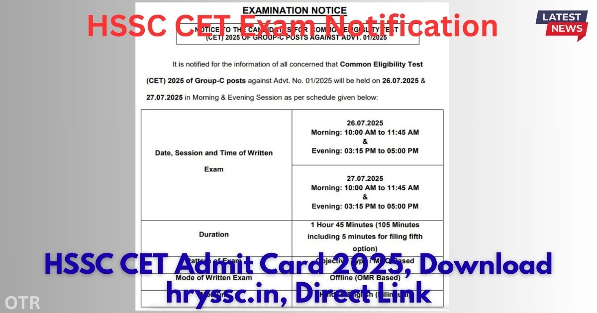 HSSC CET Admit Card 2025